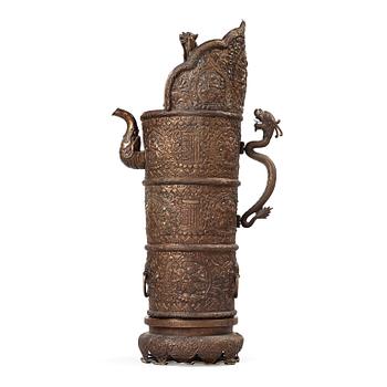 114. A Ceremonial ewer 'Duomuhu' with cover, Tibet 19th century.