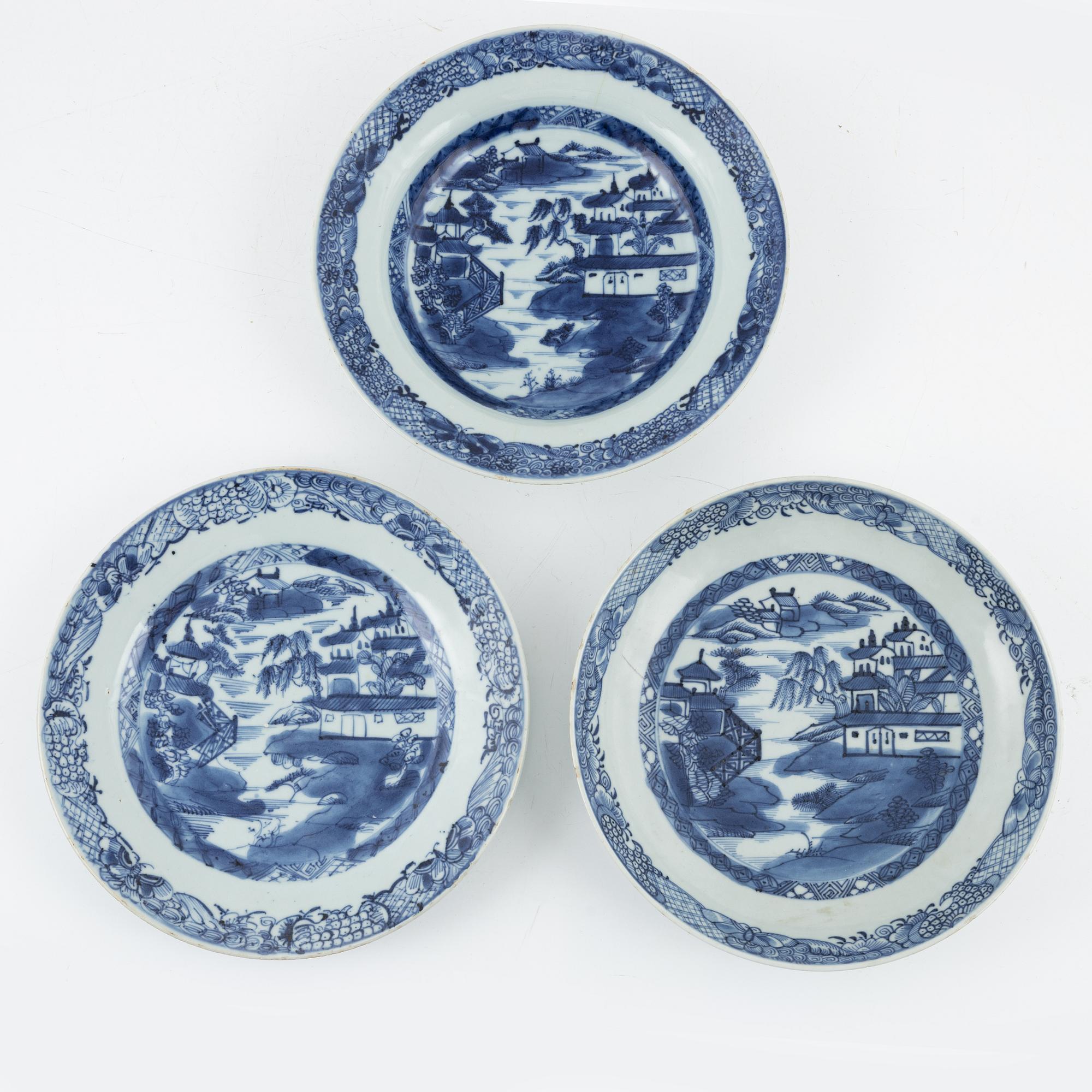 Parts of a dining service, 45 pieces, porcelain, China, mostly Qianlong (1736-95).