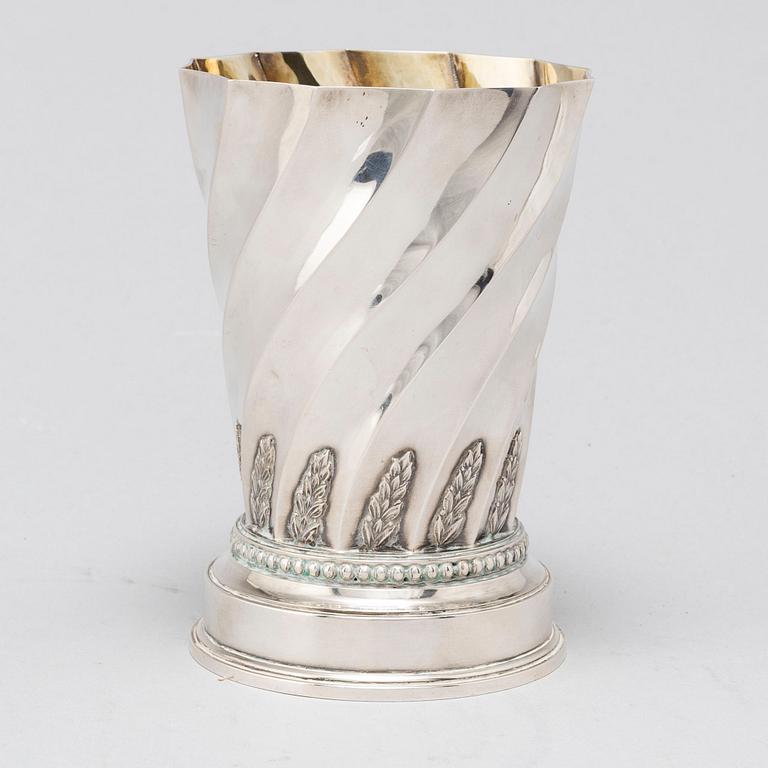 ATELIER BORGILA, a parcel-gilt sterling silver vase from Stockholm, 1949.