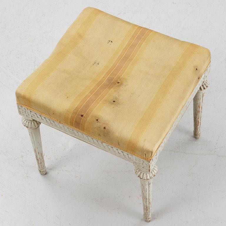 A carved Gustavian stool by J. Hammarström (master in Stockohlm 1794-1812).