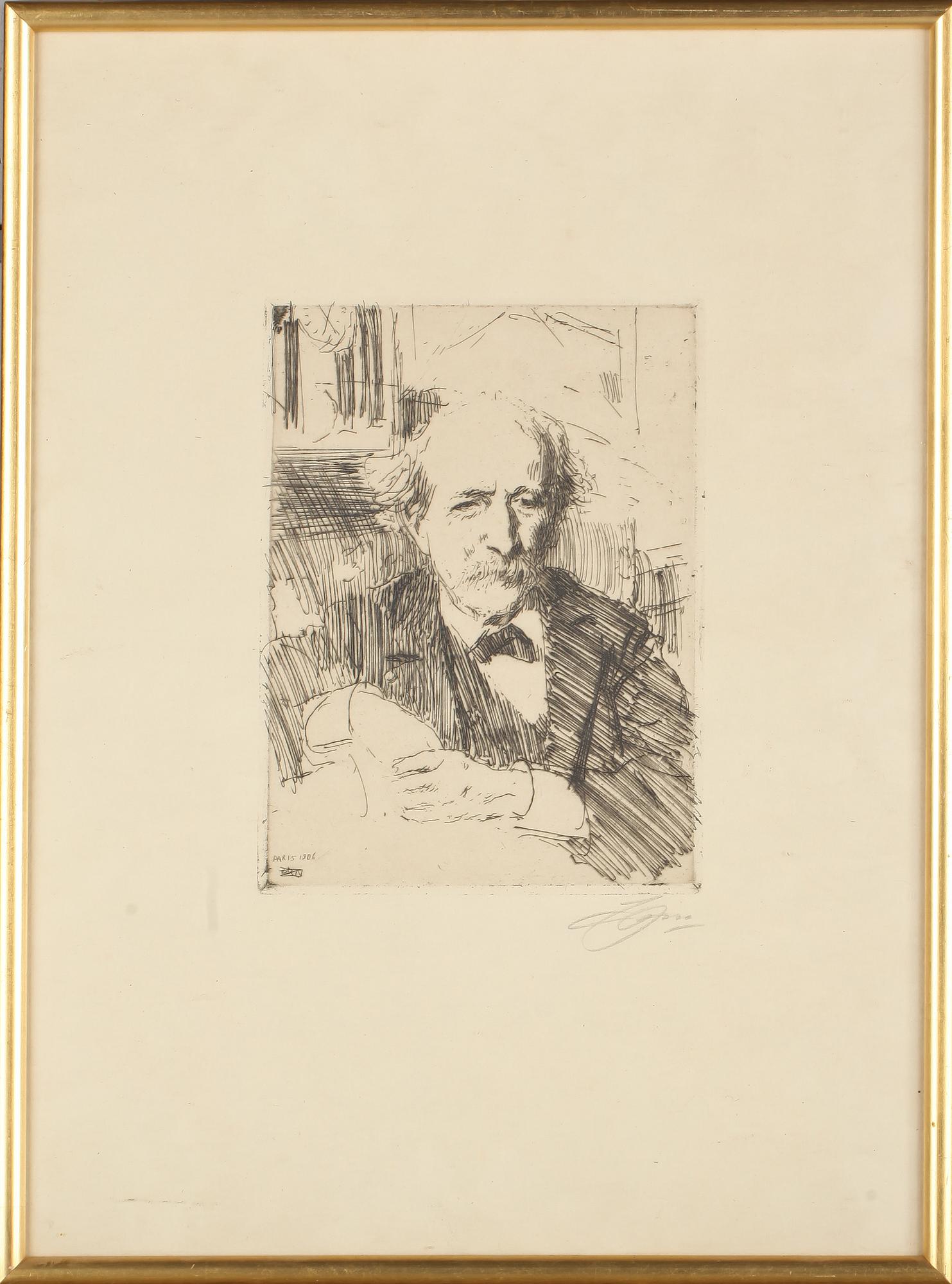ANDERS ZORN, etsning, signerad och daterad 1906 i trycket.