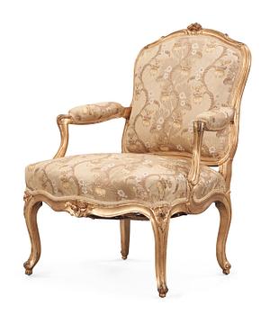 421. A Louis XV 18th century armchair, stamped by C.-L. Burgat, master in Paris 1744.