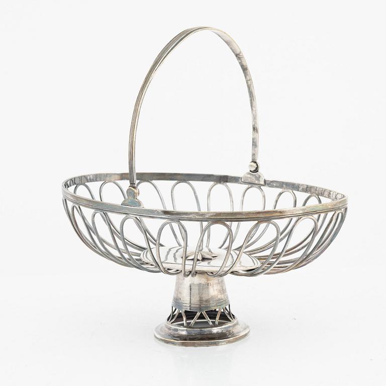 A late gustavian silvered-brass bread basket, late 18th century.