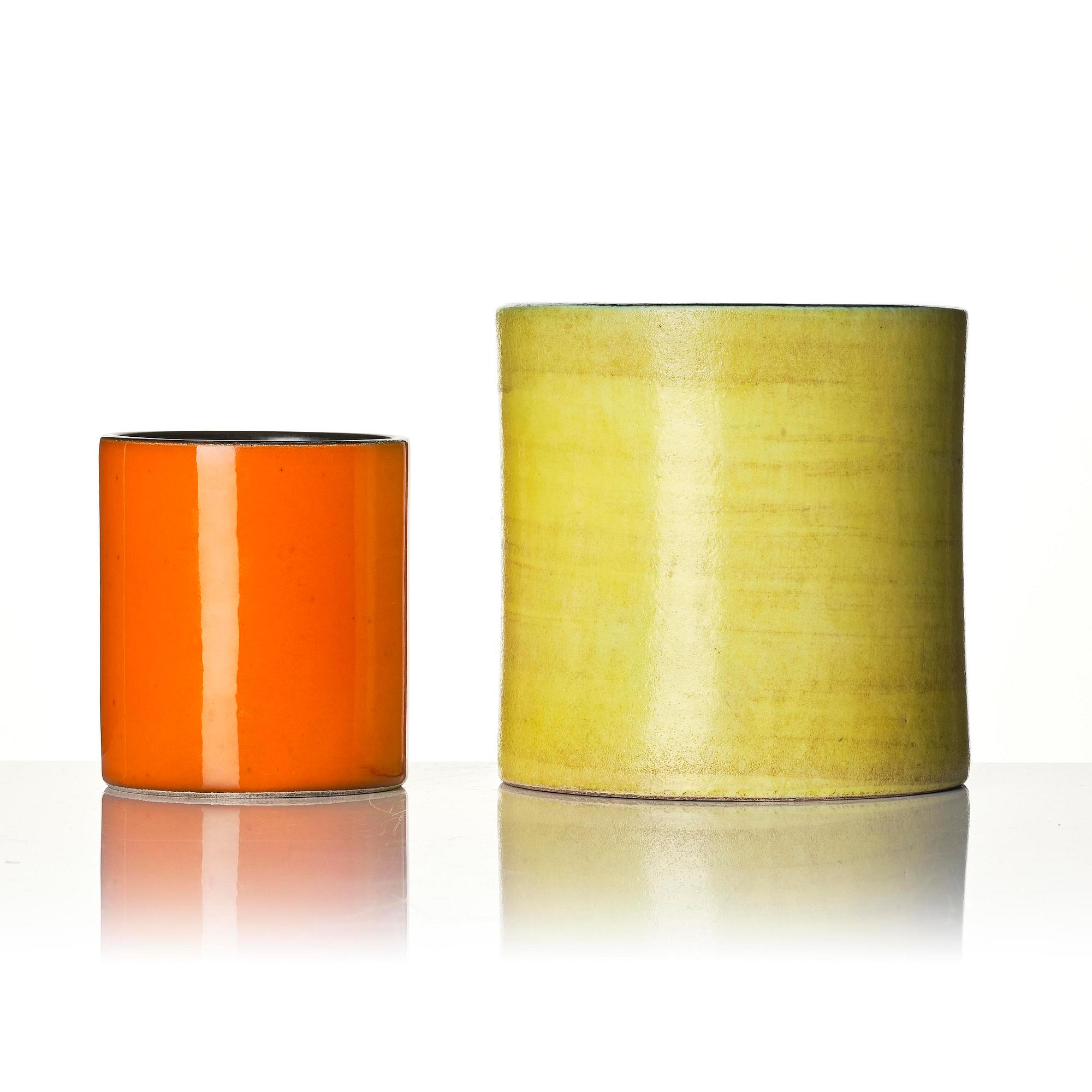 Georges Jouve, vaser, två stycken, "Cylindre", glaserad keramik, Frankrike, 1950-tal.