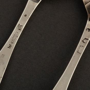 7 silver spoons, 18th century. One by Alexander Prytz, Strängnäs 1794.