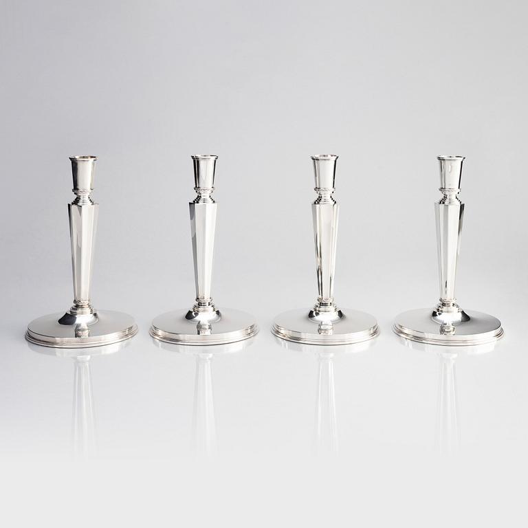 Atelier Borgila, a set of 4 sterling silver candlesticks, Stockholm 1961.