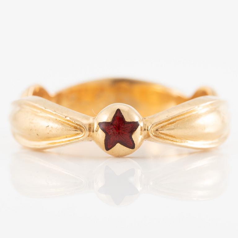 Ring, 18K gold with enamel, order ring.