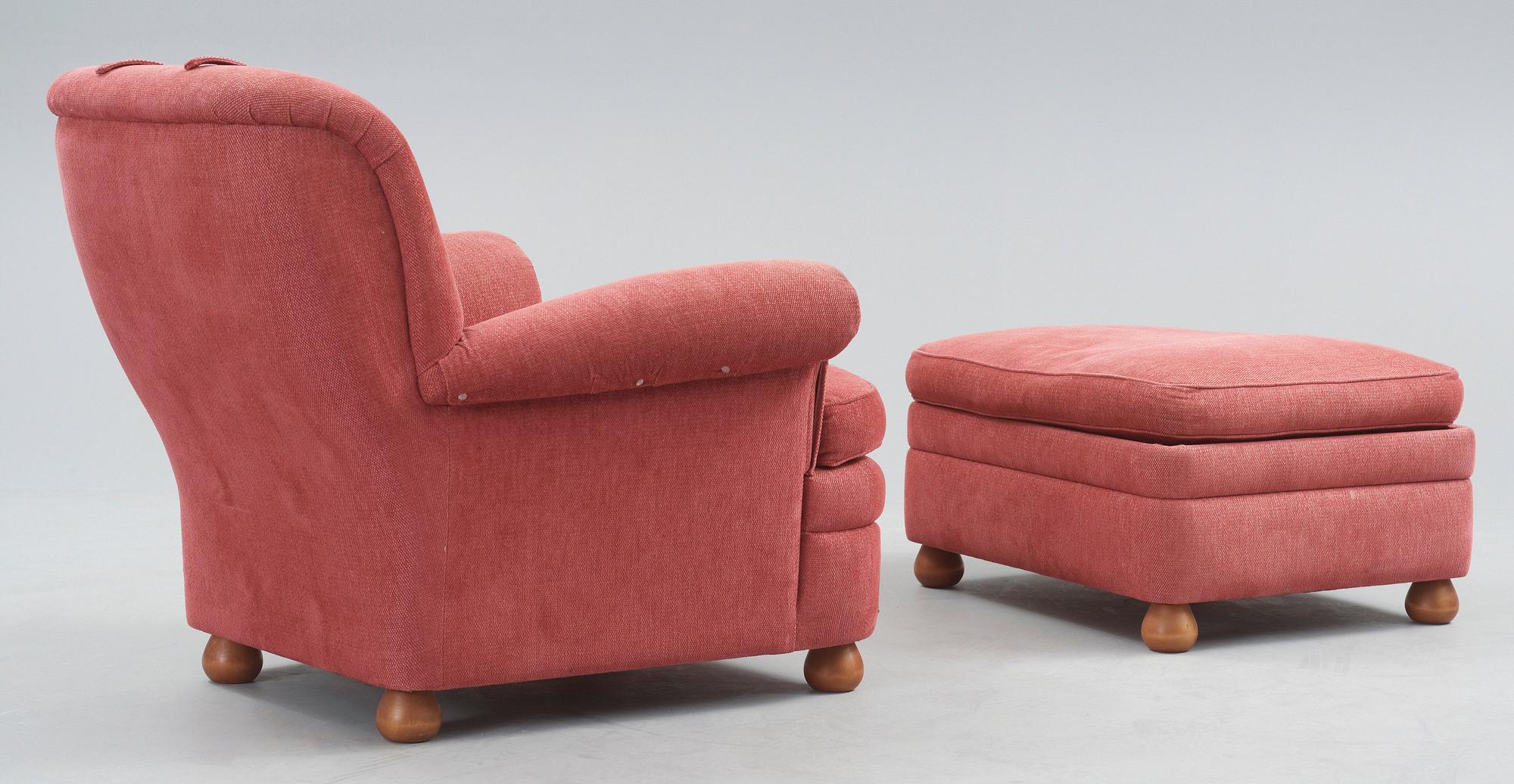 FÅTÖLJ med FOTPALL, modell 336, Josef Frank, Firma Svenskt Tenn,