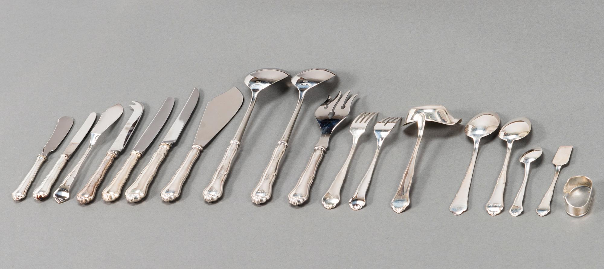 An 83-piece set of 'Chippendale' silver cutlery, Finnish and Swedish hallmarks, 1956-2004.