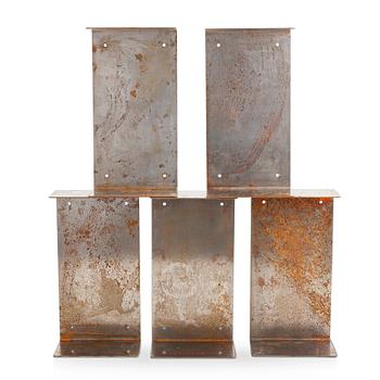 Helena Bloom, a set of five metal wall shelves, 21th century.