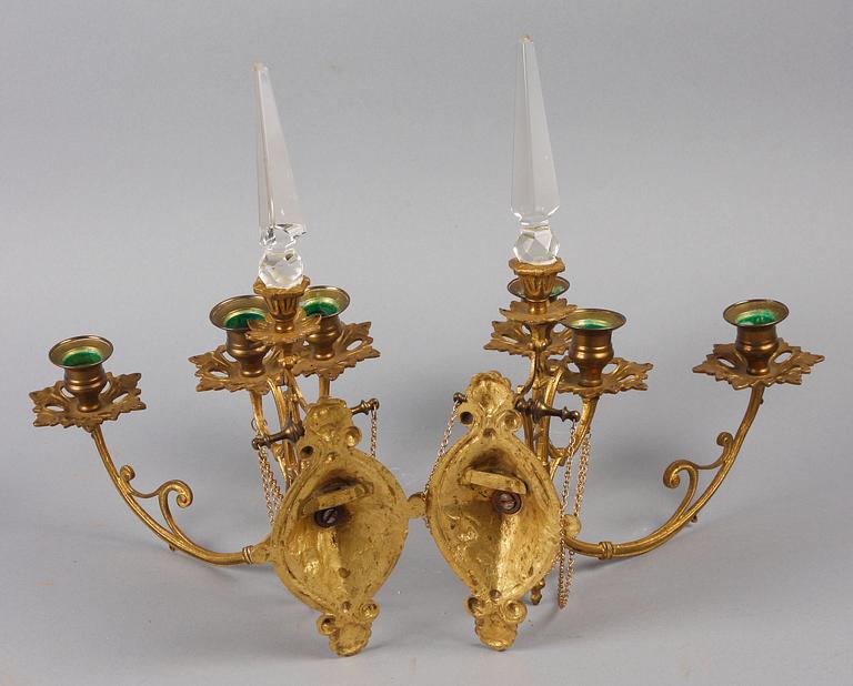 VÄGGAPPLIQUER, ett par, oscarianska, 1800-talets andra hälft.