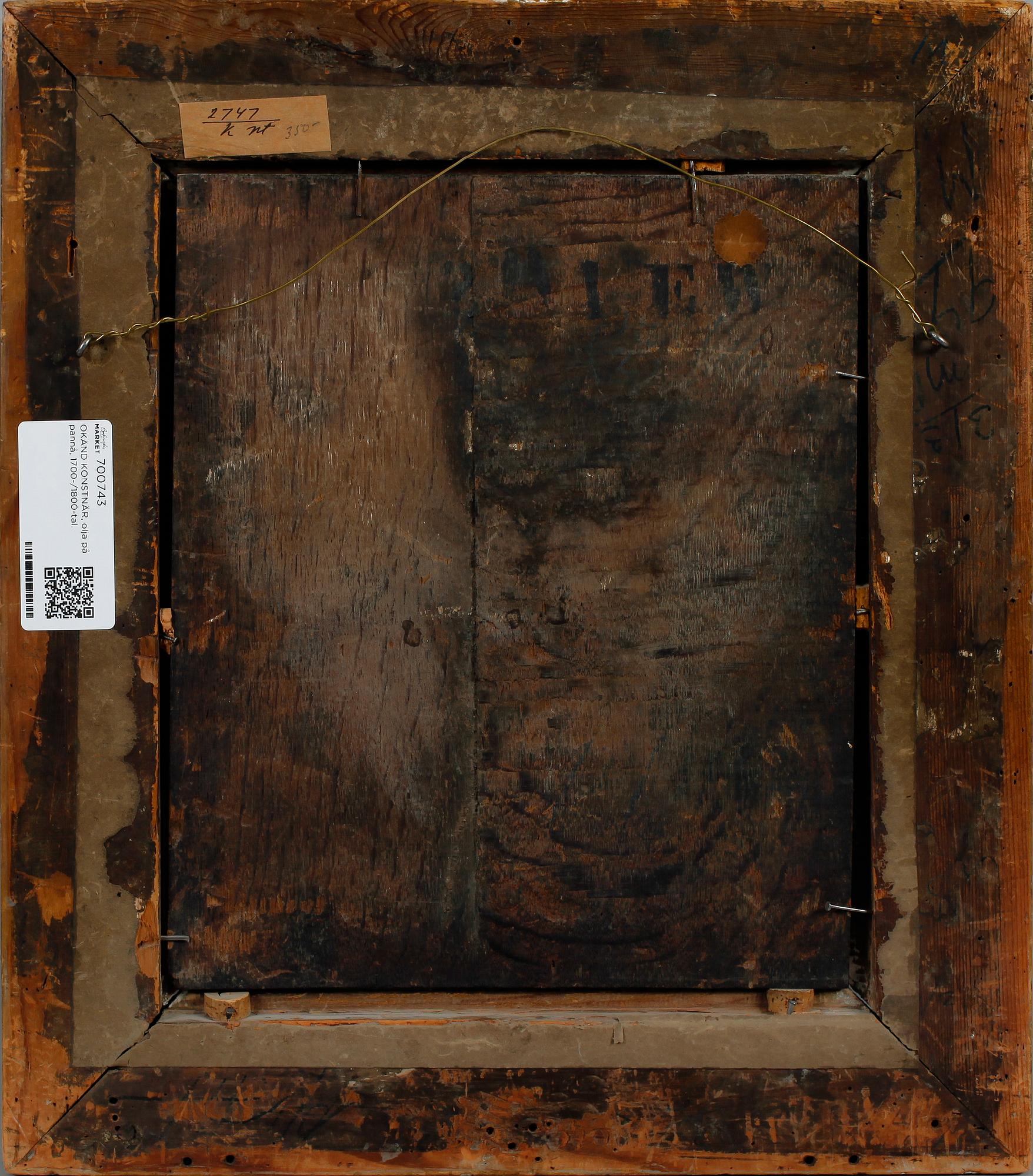 OKÄND KONSTNÄR, olja på pannå, omkring år 1800.