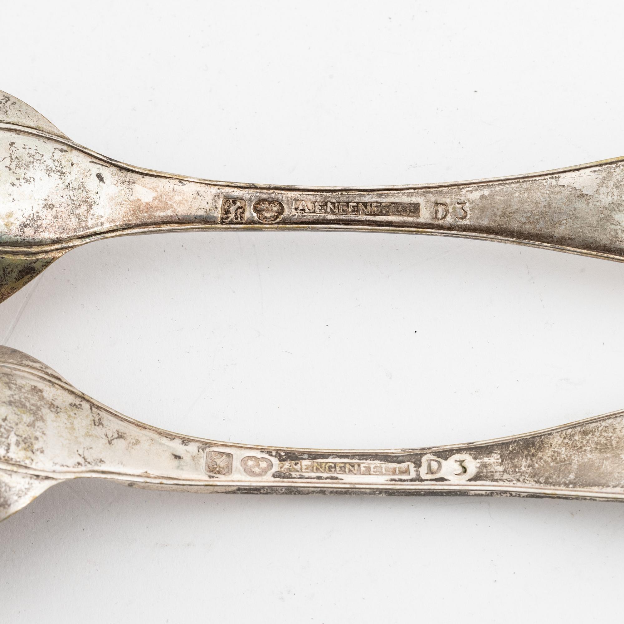 Six Swedish silver table spoons, 18-19th century.
