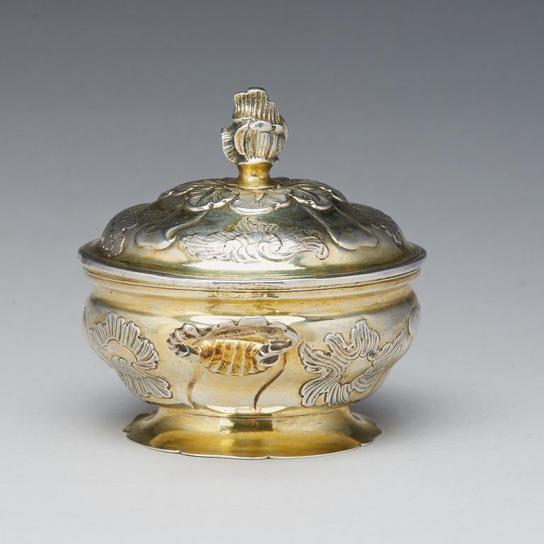 A German Rococo silver-gilt equelle, mark of Heinrich Trana, Augsburg 1751-1753.