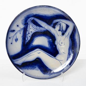 Tyra Lundgren, two stoneware dishes, Rörstrand, 1930's.