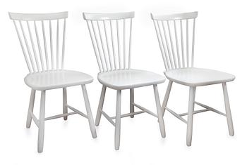 145. THREE WHITE LACQUERED CHAIRS,