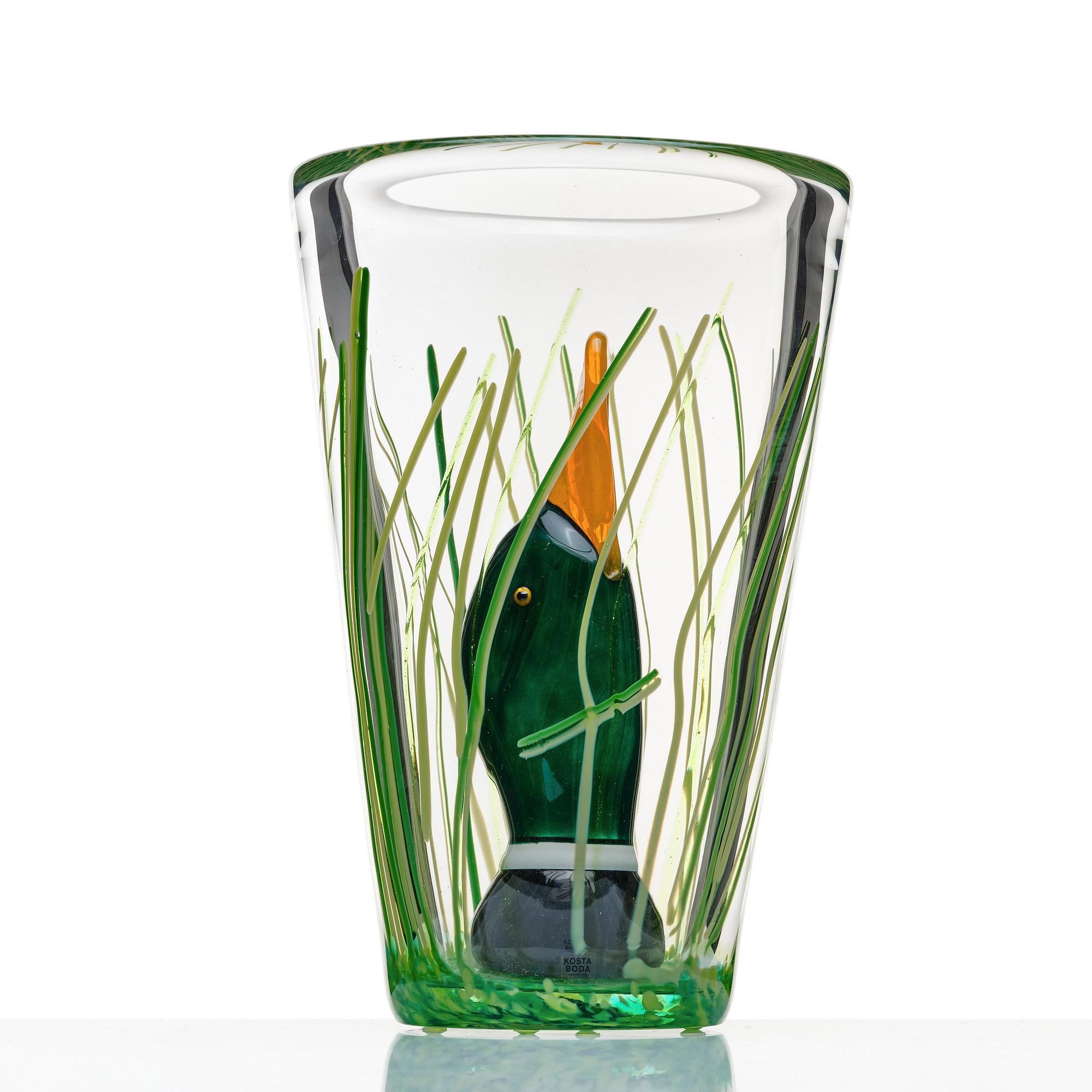 Ernst Billgren, "And i vas" (Duck in vase), Kosta Boda, Sweden, ed. 28/30.