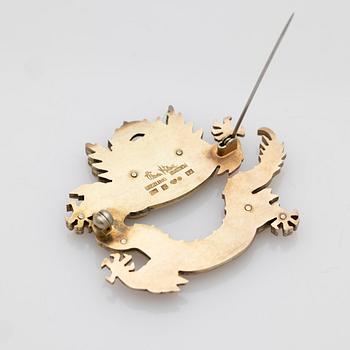 Wiwen Nilsson, Brosch i form av en drake, förgyllt sterling silver, Lund, 1973.
