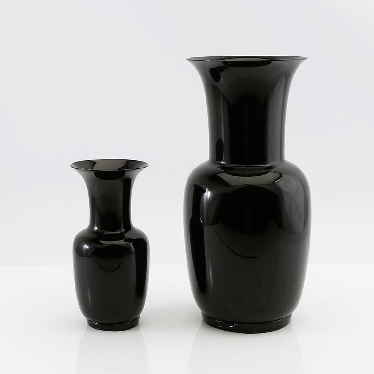 Vases, 2 pcs, Venini "Opalino", signed and dated 98.