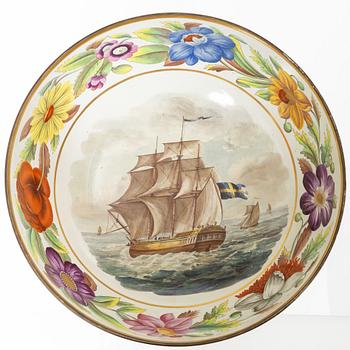 A massive Swedish earthenware punch bowl, around 1900.