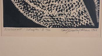 CARL-GUSTAF LILIUS, 2 kpl linoleikkausta, signeerattu, numeroitu 3/50 & 12/50, ja päivätty 1968.