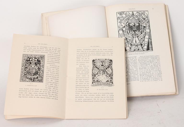 BOK, 2 st, "Exlibris- Sammlung illustriert Monographien" samt "Om Exlibris".