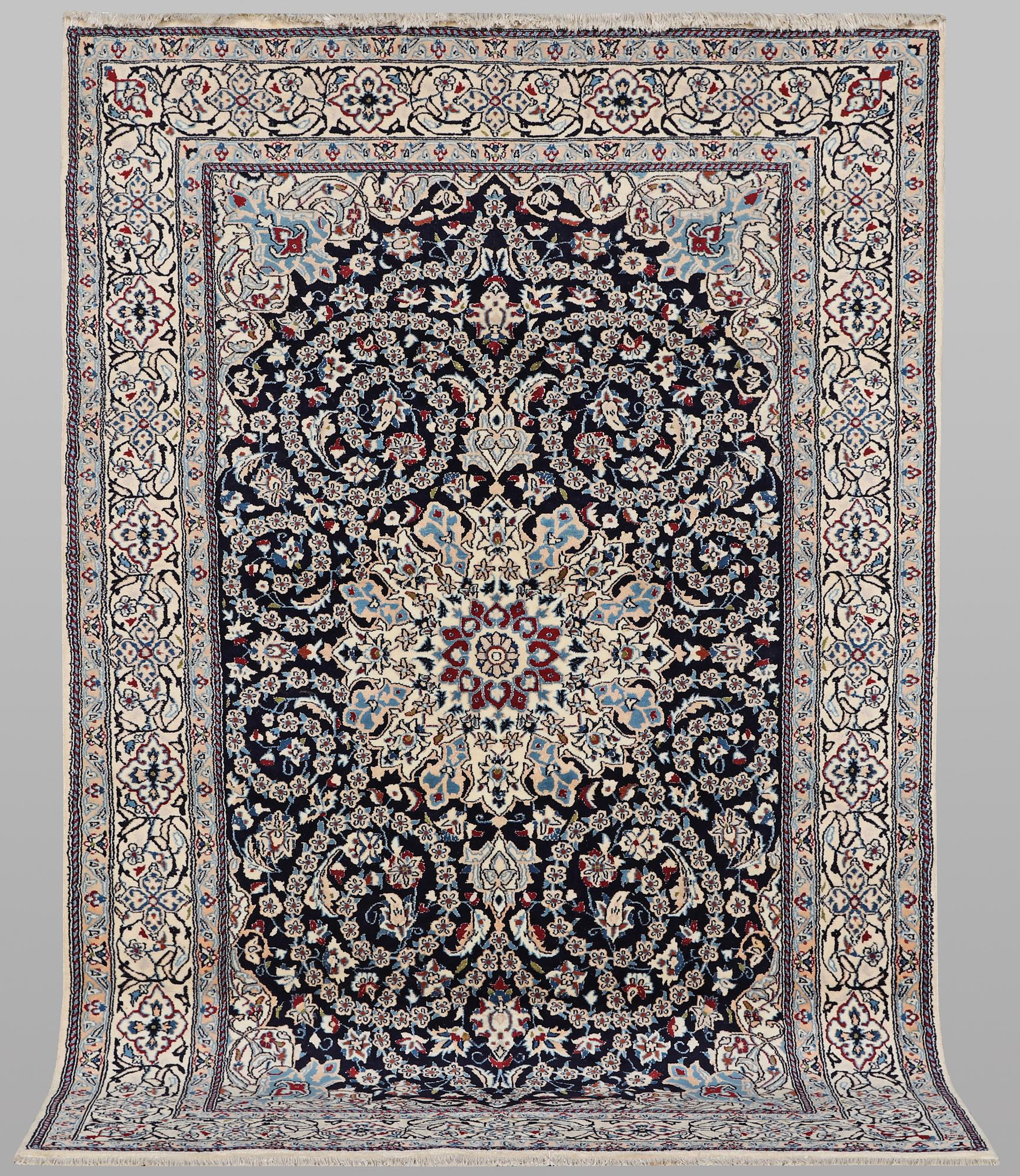 A carpet, Nain, part silk, 9 Laa, ca 295 x 197 cm.