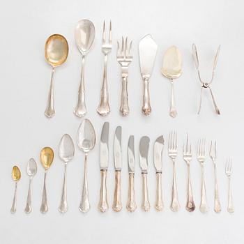A 145-piece silver cutlery set, 145 pieces, 'Chippendale', 1950s-80s.