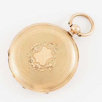 Pocket watch, 14K gold, key-wind, 44 mm.