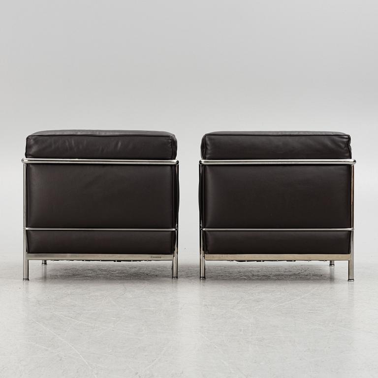 Pierre Jeanneret, Charlotte Perriand & Le Corbusier, a pair of 'LC2' armchairs, Cassina, Italy.