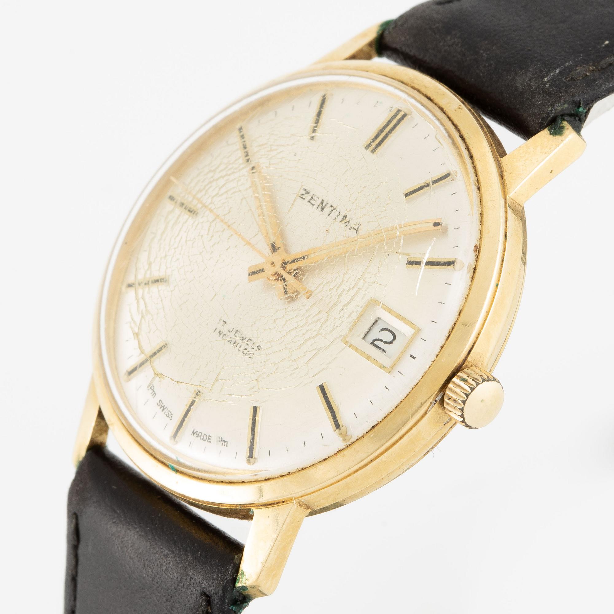 Zentima, wristwatch, 18K gold, 34 mm.