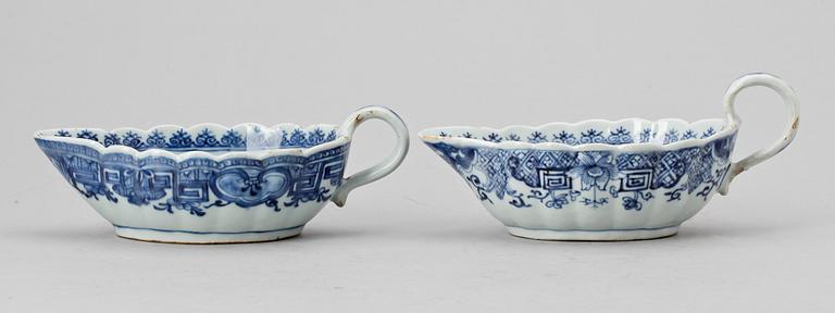 SÅSSNIPOR, 2 st, porslin, Qianlong, Kina 1700-tal.