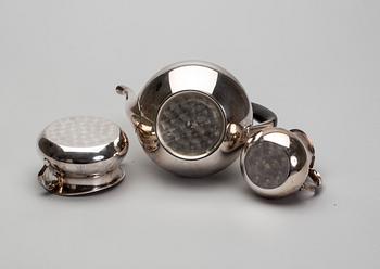 KAFFESERVIS, 3 delar, Hans Bunde för Cohr, silver, ca 860 g.
