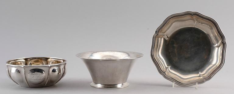SKÅLAR, 3 st, silver, 1900-talets första hälft. Vikt ca 692 g.