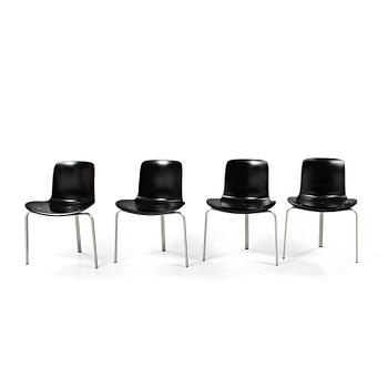 POUL KJAERHOLM, stolar, 4 st, "PK8", Fritz Hansen, modern tillverkning.