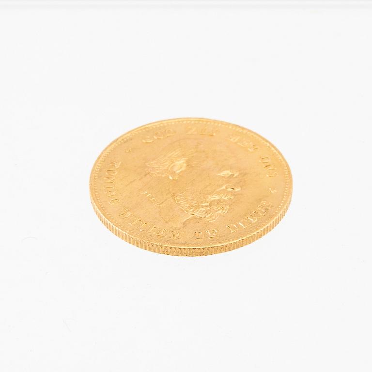 Gold coin 10 guilders 1875 Netherlands Willem III.