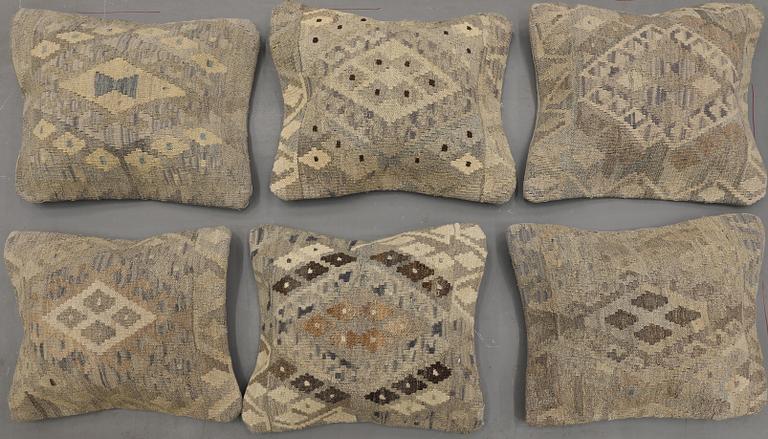 Six kilim cushions, Ca 50 x 50 cm.