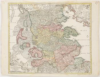 GRAVYRER, 6 st, Johan Babtista Homann, 1700-tal.