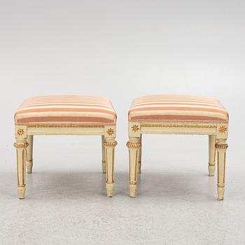 A pair of Gustavian stools, late 18th century.