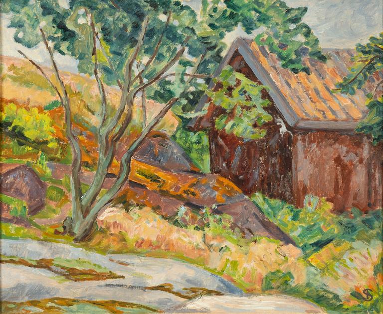 Ingrid Simonsson,  oil on paper/paper-panel, signed with monogram.