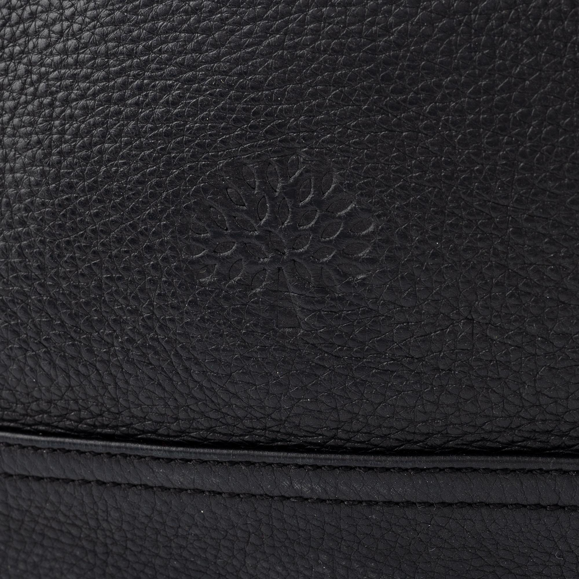 Mulberry, a black leather bag.