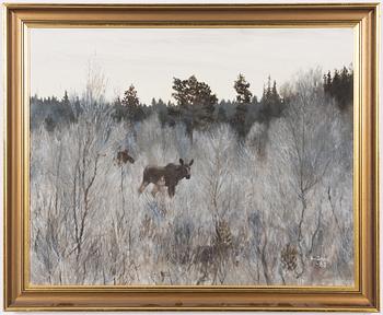 Lennart Sand, Twilight landscape with moose.