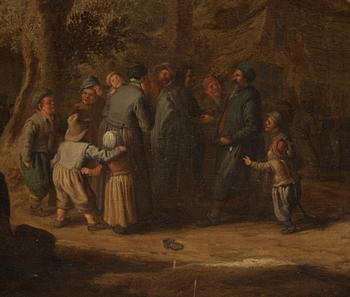 Jan van Goyen Follower of, Gathering around the wine monger.