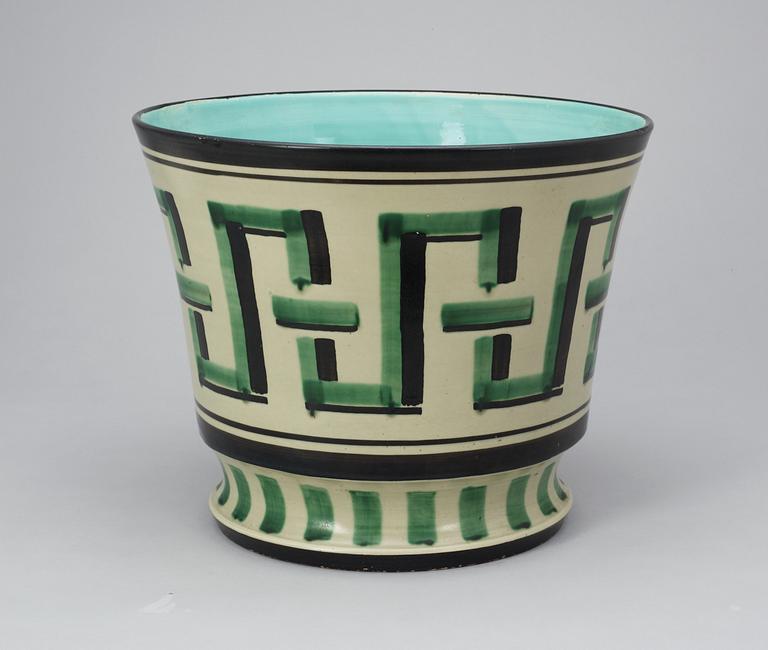 An Ewald Dahlskog faiance flowerpot, Bo Fajans/ Gefle, Sweden 1930's.