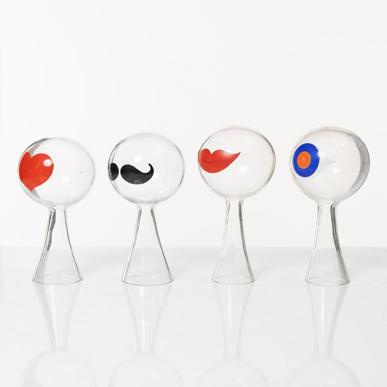 Kjell Blomberg, a set of ten 'Klothepp' glass sculptures, Gullaskrufs glasbruk, Sweden, 1960's.