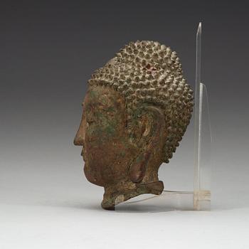 A bronze head of buddha, Ming dynasty (1368-1644).