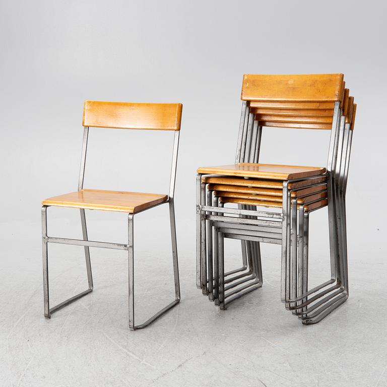Chairs, 6 pcs, "Chair 10", mid-20th century. Grythyttan's steel furniture. First half of the 20th century.