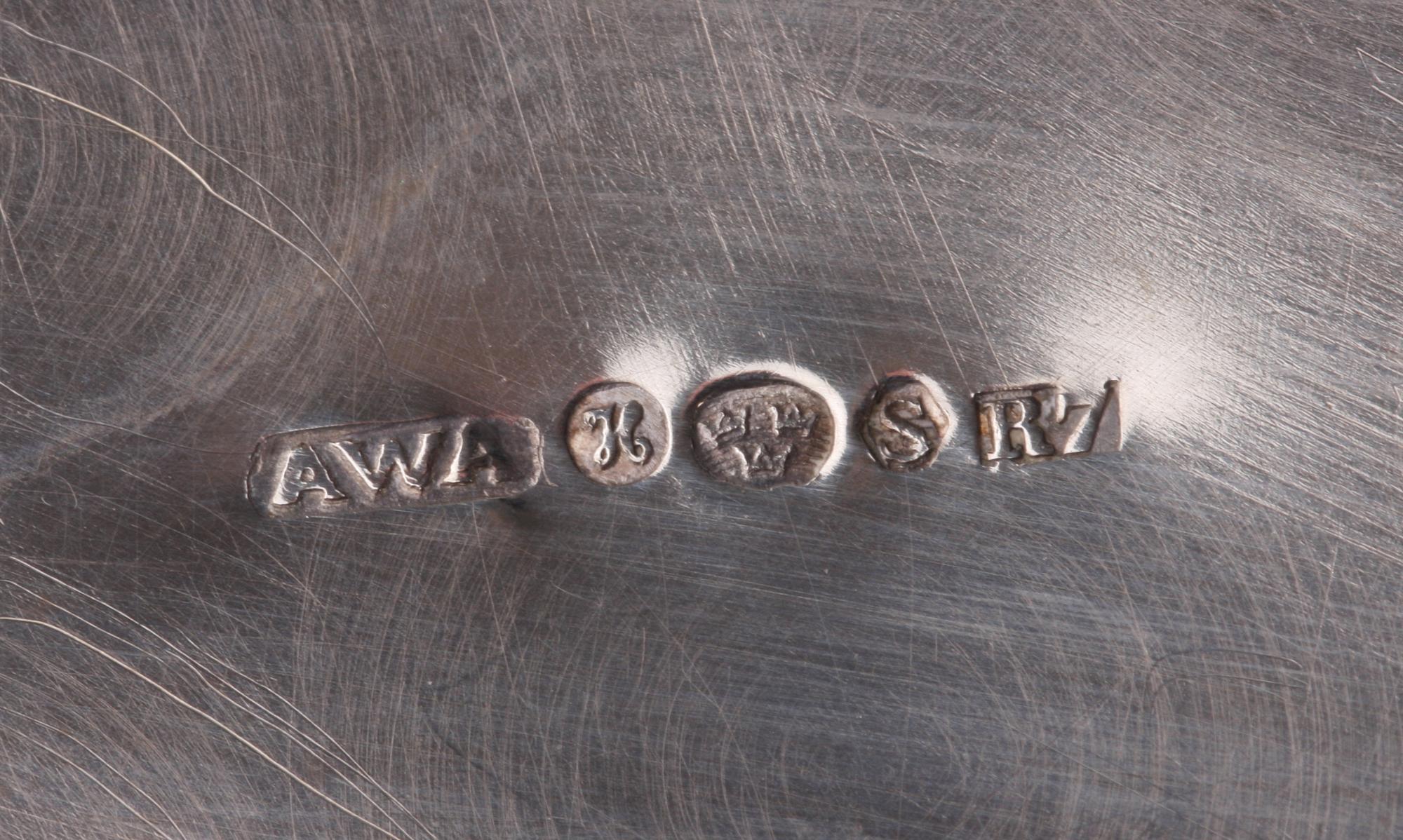 KANNA, silver, A W Andersson, Helsingborg, 1919, importstämpel.