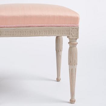 A pair of carved Gustavian stools by E. Öhrmark (master in Stockholm 1777-1813).