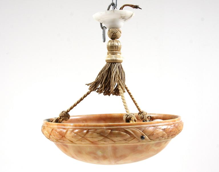 TAKLAMPA, alabaster, tidigt 1900-tal.